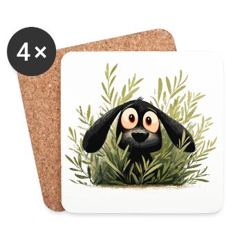 Sifflet de chien dans les buissons de la forêt - Dessous de verre (lot de 4) - blanc - Devant