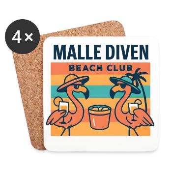 Malle Diven Beach Club Flamingo Mallorca Party  - Untersetzer (4er-Set) - Weiß - Vorne