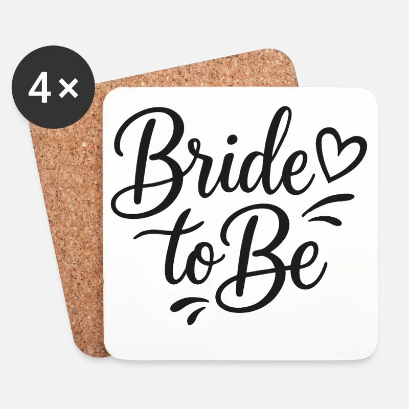 Schöner Bride to Be Schriftzug mit Herz - Untersetzer (4er-Set) - Weiß