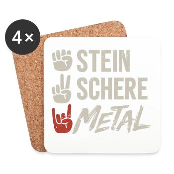 Stein Schere Metal Band Heavy Metal Musik - Untersetzer (4er-Set) - Weiß - Vorne