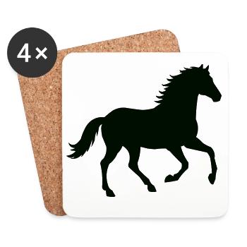 Silhouette de cheval au galop - Dessous de verre (lot de 4) - blanc - Devant
