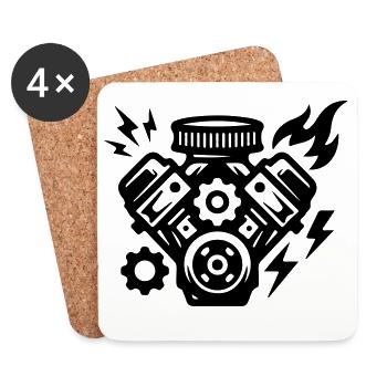 Symbole de réglage moteur - Dessous de verre (lot de 4) - blanc - Devant