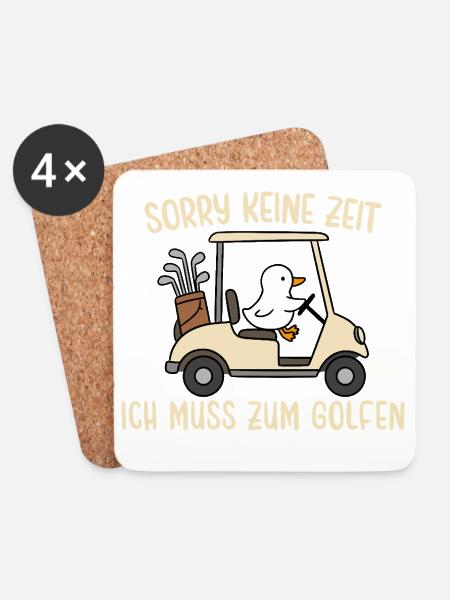 Gans Keine Zeit Muss zum Golfen - Untersetzer (4er-Set) - Weiß