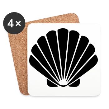 Cadeau de voyage Vacances Plage Scallop Shell - Dessous de verre (lot de 4) - blanc - Devant