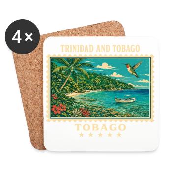 Trinidad and Tobago Tobago Vintage Travel Brand - Coasters (set of 4) - white - Front