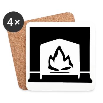 Kamin Feuer Geschenk - Untersetzer (4er-Set) - Weiß - Vorne