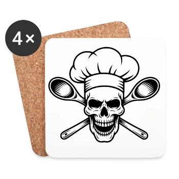 BBQ Chef Skull - Coasters (set of 4) - white - Front
