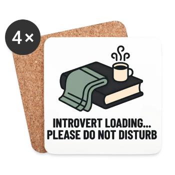 Introvert Loading Cozy Reading Mug - Coasters (set of 4) - white - Front