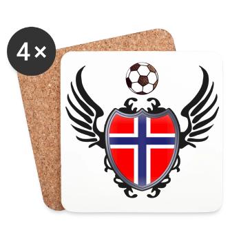 Fußball Norwegen (Wappen & Flügel) - Untersetzer (4er-Set) - Weiß - Vorne