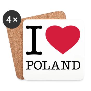 I LOVE POLAND Polen Polska - Untersetzer (4er-Set) - Weiß - Vorne