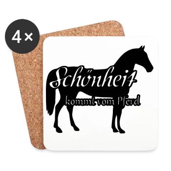 Schönheit und Pferd Geschenk Reiter Reiten Spruch - Untersetzer (4er-Set) - Weiß - Vorne