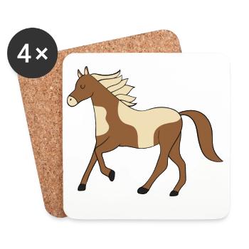 Art beige brun Pinto Pony - Dessous de verre (lot de 4) - blanc - Devant