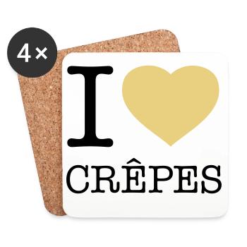 I LOVE CREPES Pancakes - Coasters (set of 4) - white - Front