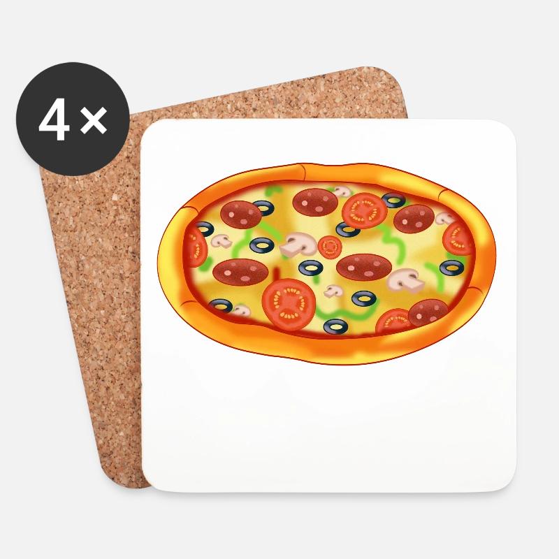 Pizza - Untersetzer (4er-Set) - Weiß