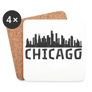 Chicago - Skyline - Untersetzer (4er-Set) - Weiß - Vorne