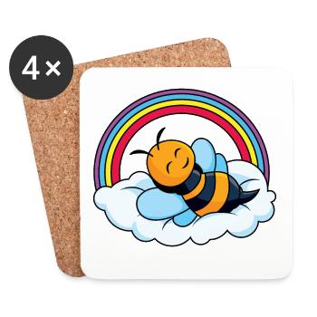 Sleeping bee on cloud - Coasters (set of 4) - white - Front