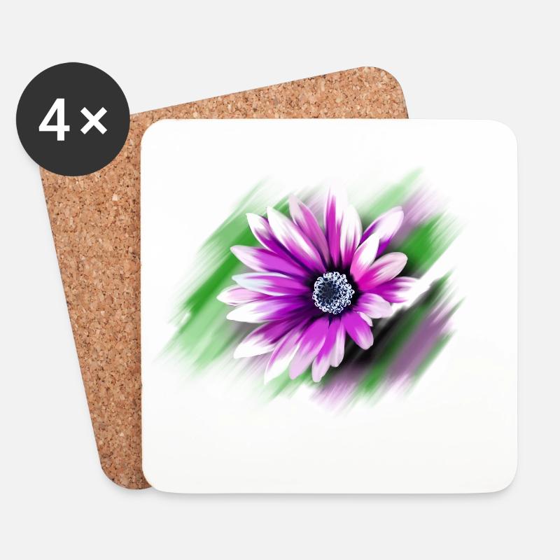 Blume - Untersetzer (4er-Set) - Weiß