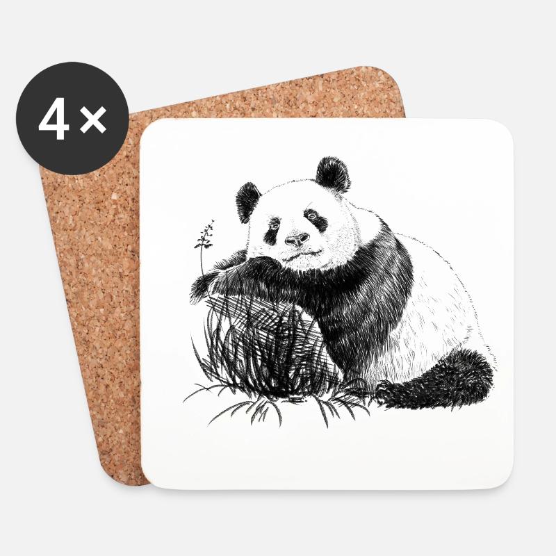 Panda - Untersetzer (4er-Set) - Weiß