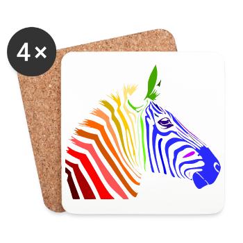 Zebra; Punk Zebra; Rainbow Zebra - Untersetzer (4er-Set) - Weiß - Vorne