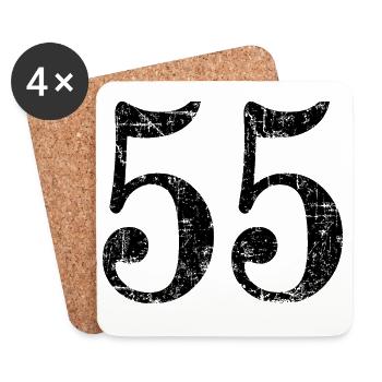 Nummer 55 (Vintage Schwarz) 55. Geburtstag - Untersetzer (4er-Set) - Weiß - Vorne