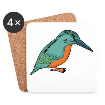 Martin-pêcheur - Dessous de verre (lot de 4) - blanc - Devant