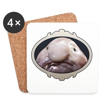 Laid blobfish, laid, Mr Blob - Dessous de verre (lot de 4) - blanc - Devant