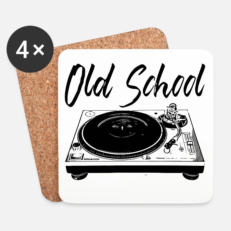 Old School - Plattenspieler - Untersetzer (4er-Set) - Weiß