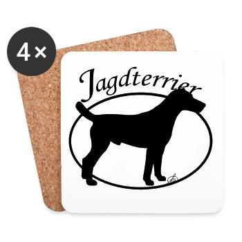 Hunting terrier with an oval edge - Coasters (set of 4) - white - Front