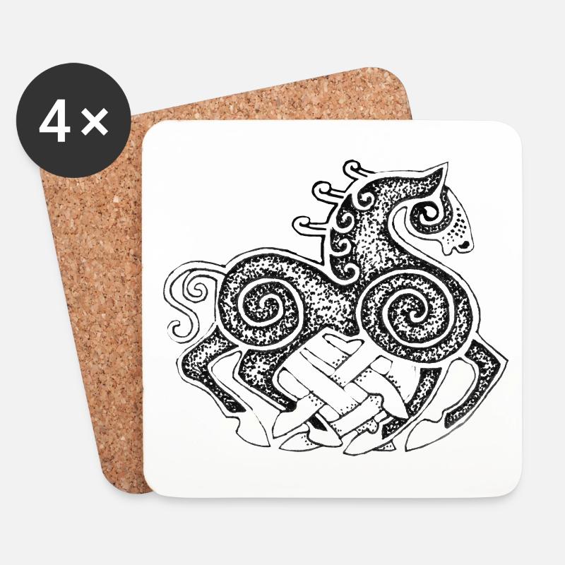Dotwork Sleipnir - Untersetzer (4er-Set) - Weiß