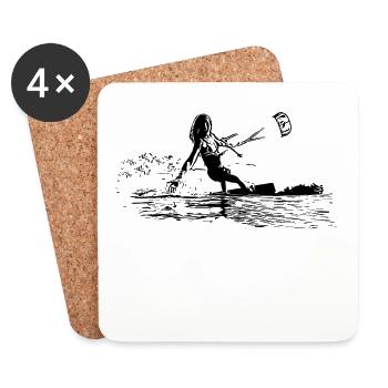 Kite-Surferin - Kiten - Untersetzer (4er-Set) - Weiß - Vorne