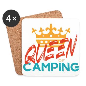 Queen of Camping Famille Roi Couronne Camper Carava - Dessous de verre (lot de 4) - blanc - Devant