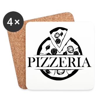 pizzeria logo icon icon pizza food restaurant - Coasters (set of 4) - white - Front