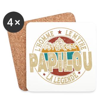 Papilou L'homme Le Mythe La Légende Cadeau - Dessous de verre (lot de 4) - blanc - Devant