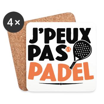 Je Peux Pas J'ai Padel Cadeau Pour Joueur De Padel - Dessous de verre (lot de 4) - blanc - Devant