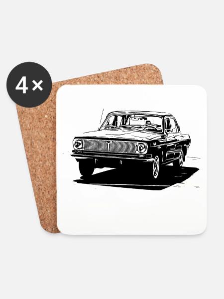 GAZ-24 Wolga - Untersetzer (4er-Set) - Weiß