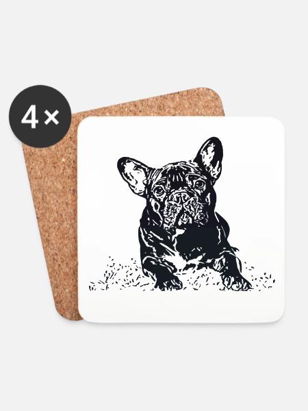 French Bulldog - Coasters (set of 4) - white