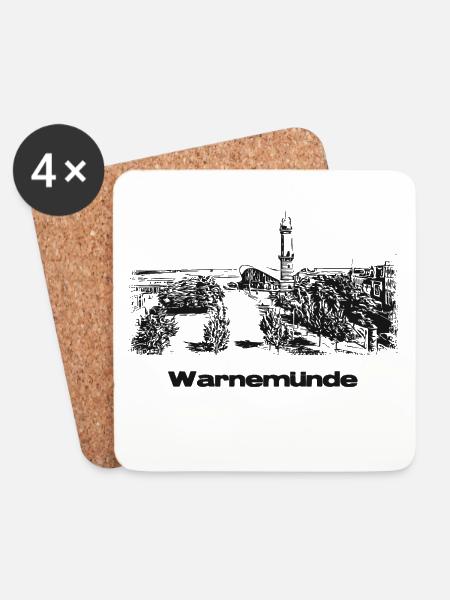 Rostock Warnemünde - Untersetzer (4er-Set) - Weiß