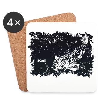Carpe Koi - Dessous de verre (lot de 4) - blanc - Devant