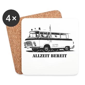 Barkas - B1000 - Krankenwagen - Untersetzer (4er-Set) - Weiß - Vorne
