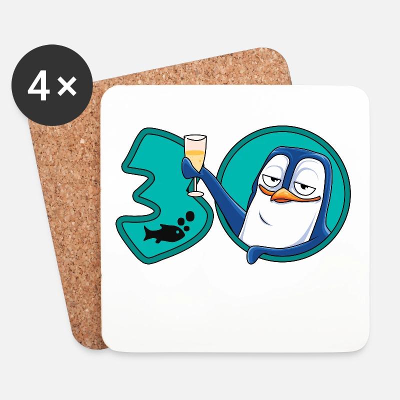 30 Jahre Geburtstag Jubiläum Pinguin - Untersetzer (4er-Set) - Weiß