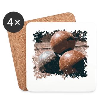 Bosseln 3 boules de Bossel | Boßeln - Dessous de verre (lot de 4) - blanc - Devant