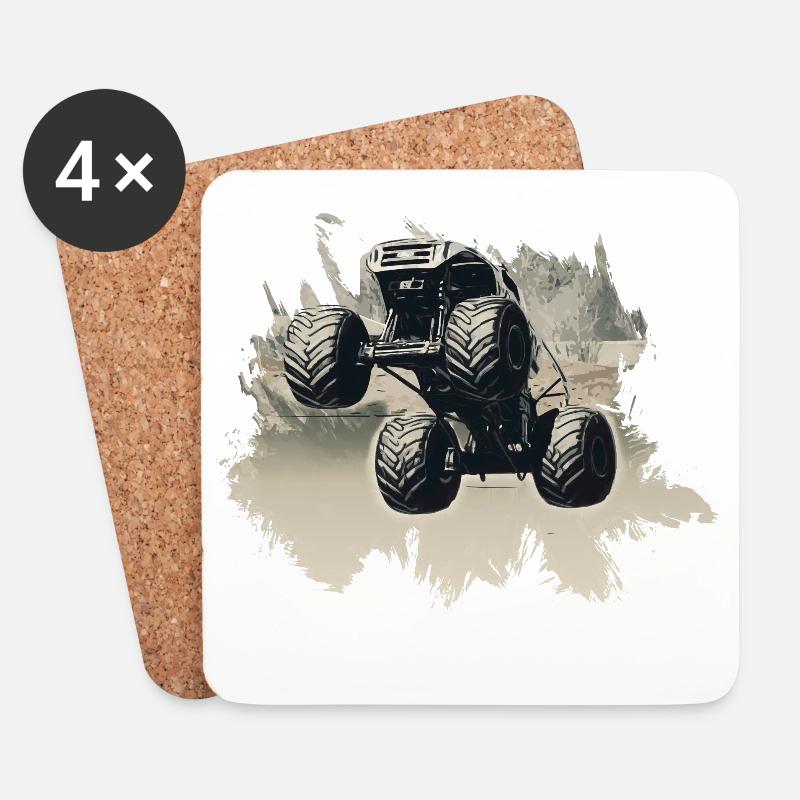 Monstertruck - Untersetzer (4er-Set) - Weiß