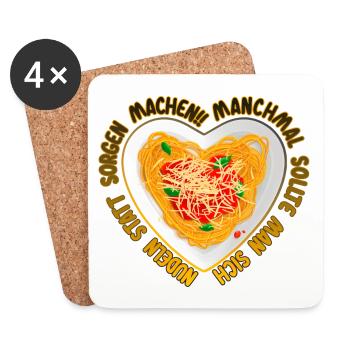 Statt Sorgen Nudeln machen - Untersetzer (4er-Set) - Weiß - Vorne
