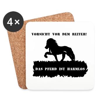 Spruch 1 mit Pferd 1 schwarz - Untersetzer (4er-Set) - Weiß - Vorne