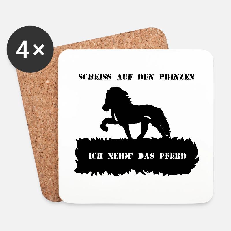 Spruch 6 mit Pferd 1 schwarz - Untersetzer (4er-Set) - Weiß
