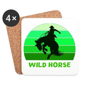 Wildpferd, Far West, Wildnis - Untersetzer (4er-Set) - Weiß - Vorne