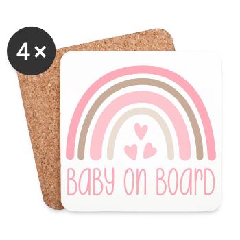 Bébé à bord - Dessous de verre (lot de 4) - blanc - Devant