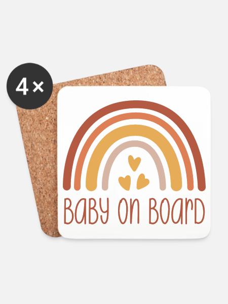 Baby on Board Regenbogen - Untersetzer (4er-Set) - Weiß