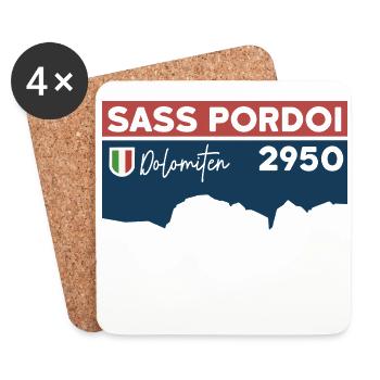 Sass Pordoi Pordoi Hiking Sella Dolomites - Coasters (set of 4) - white - Front