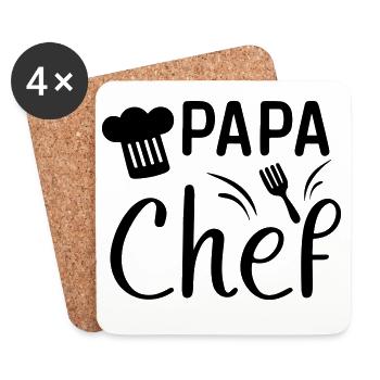 Cadeau Papa Chef de Cuisine ! - Dessous de verre (lot de 4) - blanc - Devant